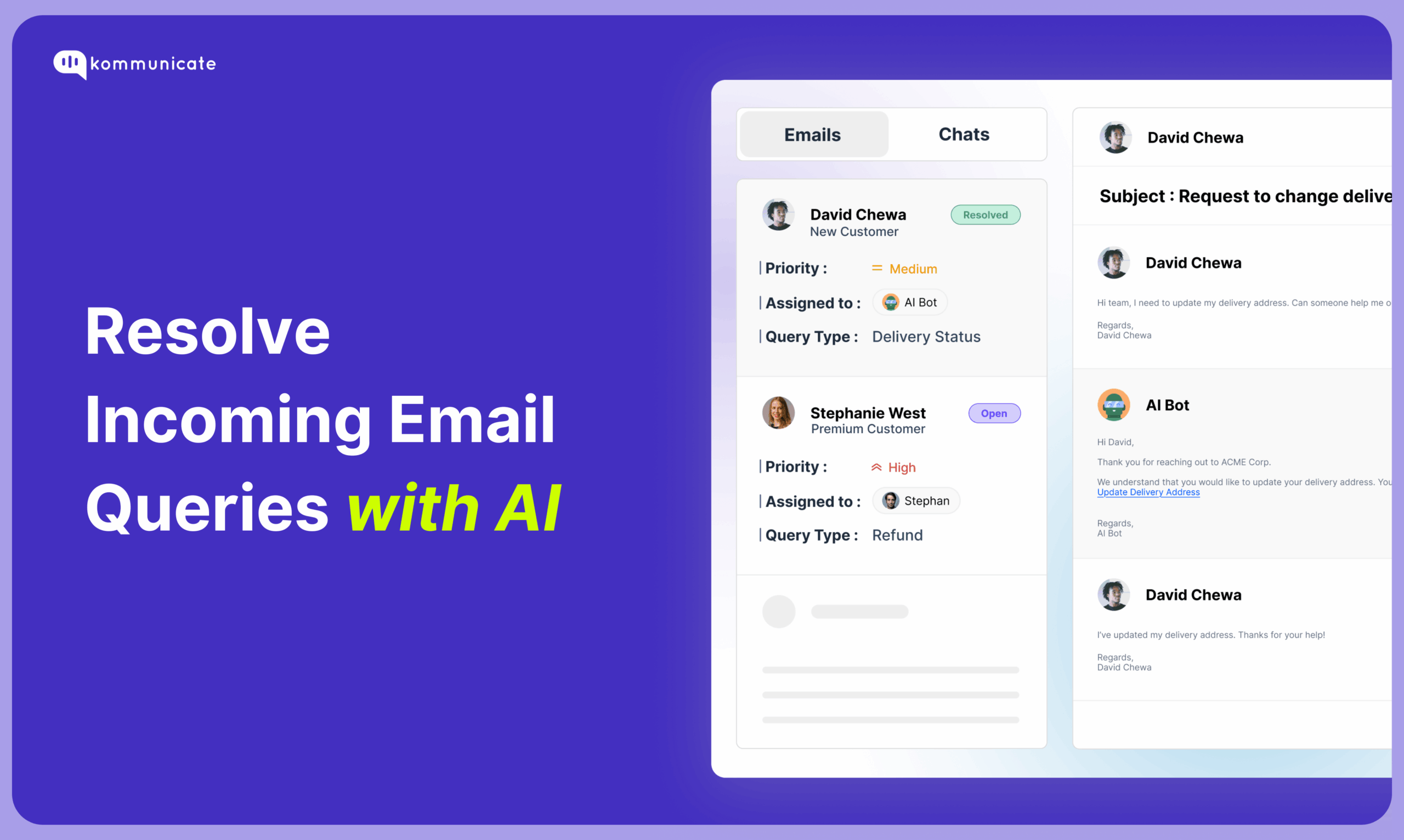 AI-Powered Email Ticketing – Kommunicate