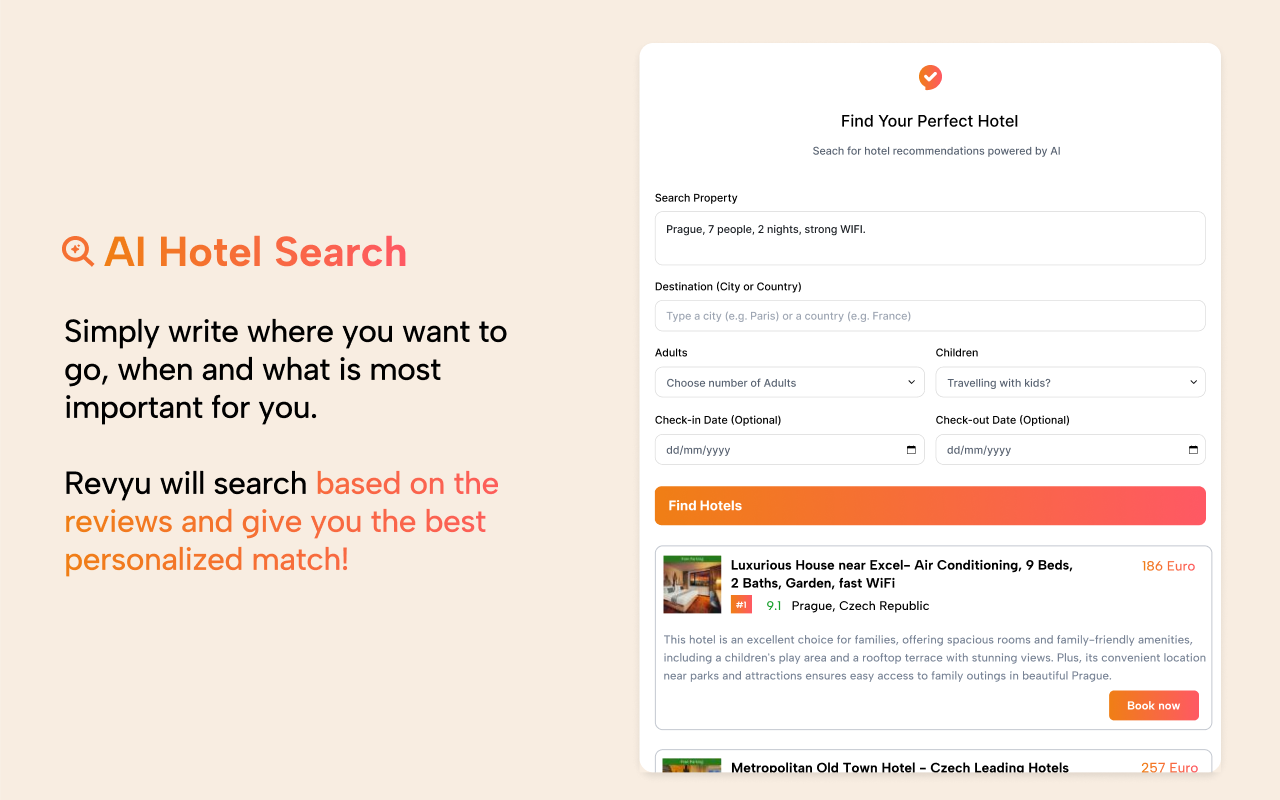 Revyu.AI – Smart Hotel Booking