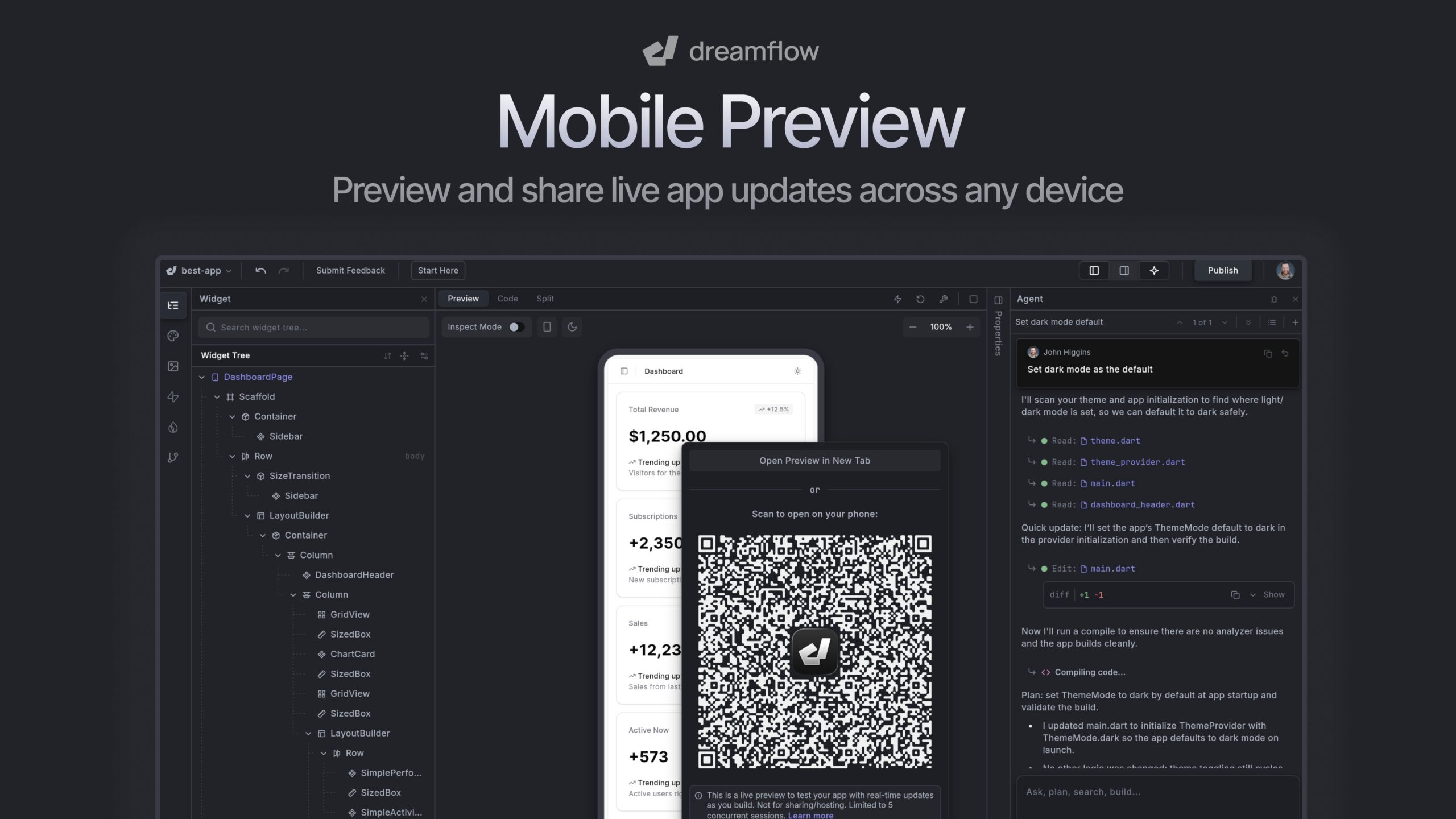 Dreamflow Mobile Preview